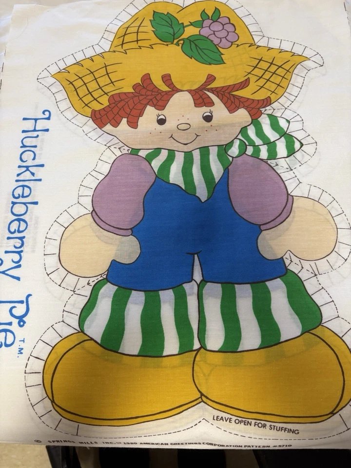 Antigo painel de tecido de travesseiro de morango da década de 1980 corte e costura torta de morango 20” - Imagem 1 de 3