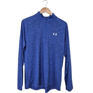 Under Armour Heat Gear Pullover 1/4 Zip Herren Large blau langarm feuchtigkeitsableitend - Bild 1 von 4