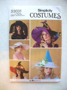 Women's "Simplicity S3031 One Size Costume Hats Sewing Pattern" New / Free Ship - Picture 1 of 2