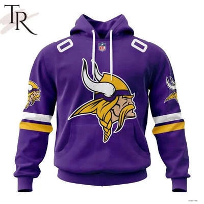 Minnesota Vikings 2024 Personalized Name And Number Hoodie S5XL AOP - Image 1 of 4