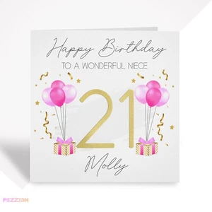 Biglietto 21° Compleanno Personalizzato per Figlia, Nipote, Nipote, Idea Regalo - Foto 1 di 6