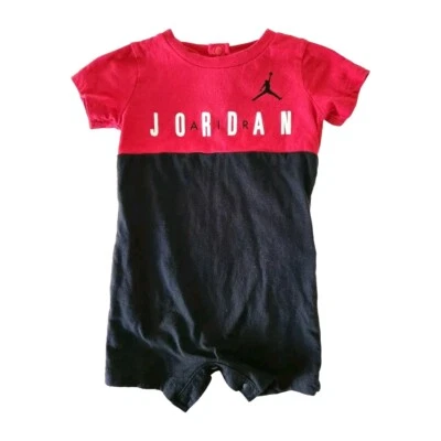Baby Boy Air Jordan One Piece Bodysuit Red & Black Romper Size 6-9 Months  - Image 1 of 4