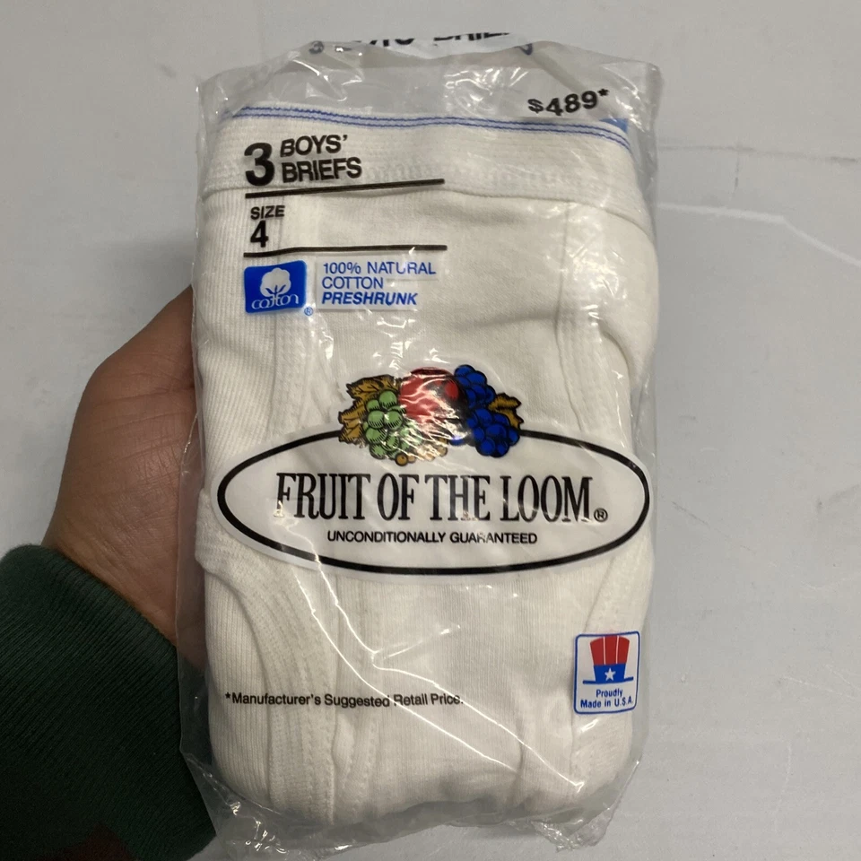 Винтажные трусы Fruit Of The Loom для мальчиков размер 4 новые 1986 новые из старых запасов синие полосы - Изображение 1 из 4