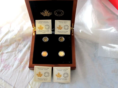 2013 O Canada 4 Gold Coin Set $5 Dollars 1/10 Oz Beaver Wolf Grizzly Bear Goose - Image 1 of 4