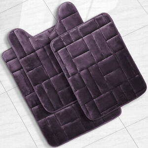 Velvet Memory Foam Bathroom Rugs Ultra Soft Bath Mat Rug Non Slip Tile Design