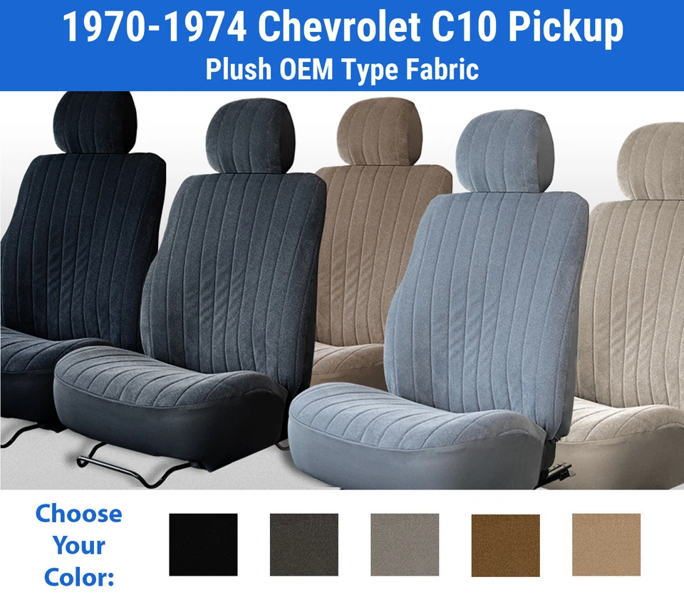 Fundas de asiento de terciopelo de felpa para camioneta Chevrolet C10 1970-1974 Foto 1 de 4