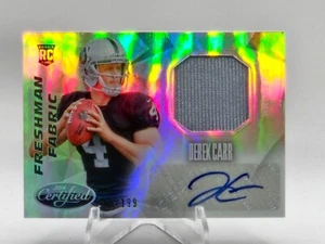 Tela Freshman 2014 certificada #216 Derek Carr automático mem novato radiocontrol #/199 - Imagen 1 de 2