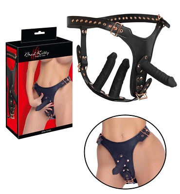 Slip con triplo fallo in silicone reale dildo indossabile fallo vaginale anale - Immagine 1 di 4