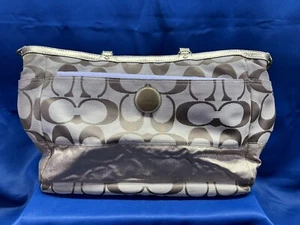 Coach Gold Signature Print Double Handles Inner Pockets Baby Diaper Bag - Picture 1 of 12