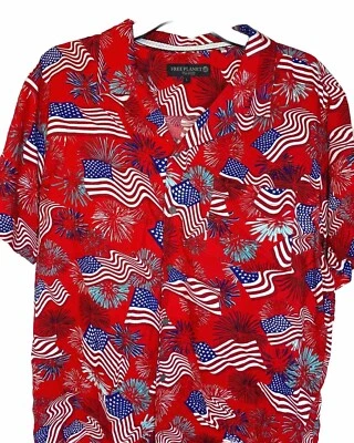Free Planet Small Stars and Stripes Red American Flag Fireworks Mens Large - Image 1 of 4
