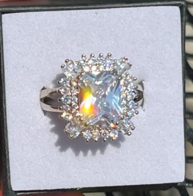 ¡¡HERMOSO!! Anillo de zafiro blanco 5,00 ctw 14 k WG superpuesto hipoalergénico Foto 1 de 4