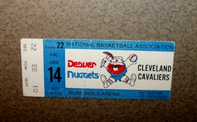 Denver Nuggets 1/14/1977 Ticket Stub v Cleveland David Thompson & Dan Issel 19pt - Image 1 of 3