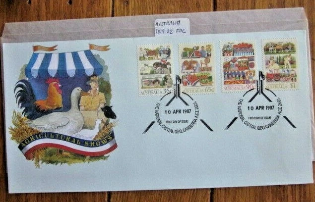 AUSTRALIA AGRICULTURAL SHOWS 1987 4 STAMPS FDC  CANBERRA CANCEL - Image 1 of 1