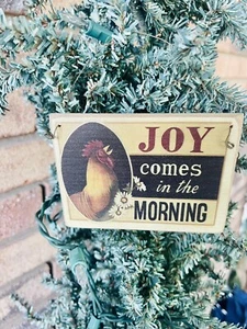 Krähender Hahn Holz Primitive Ornament mit Drahthänger NEU - Bild 1 von 11