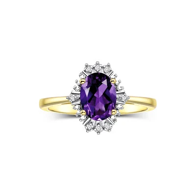 Anillo RYLOS Chapado en Oro 7x5MM Piedras Preciosas y Diamantes Piedra de Nacimiento Joyería Talla 5-10 Foto 1 de 4