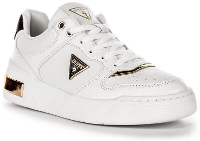GUESS Clarkz 4G Logo Triangolo con Lacci Donna da Ginnastica IN Bianco UK 3 - 8 - Immagine 1 di 4