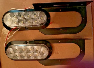 (2) Clear 6" Oval 10 LED Trailer Stop/Turn/Tail Light +Mounting Brackets+wiring - Imagen 1 de 7