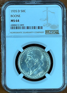 1935 D Daniel Boone Commemorative Half Dollar NGC MS64
