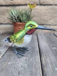 Life Size, Hand Painted Realistic Metal Hummingbird Statue - Picture 1 of 6