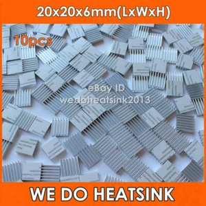 10 sztuk aluminium 20x20x6mm IC LED Chłodzenie Chłodzenie Radiator Radiatory z taśmą - Zdjęcie 1 z 8