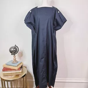 Abito Camicia Midi Plan C Argento Bottoni Schiena Cotone Taglia 10 Minimalista Oversize - Foto 1 di 13