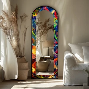 Cosmic Spectrum – Abstract Rainbow Swirl Floor Mirror - Picture 1 of 12