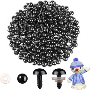 200 piezas Ojos de seguridad para amigurumi con arandelas Plástico Negro Ojos de seguridad 12 mm - Imagen 1 de 12