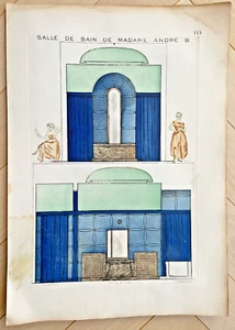 Planche d'architecture Salle de bain Louis Sue & André Mare Art Déco 1921 - Picture 1 of 2