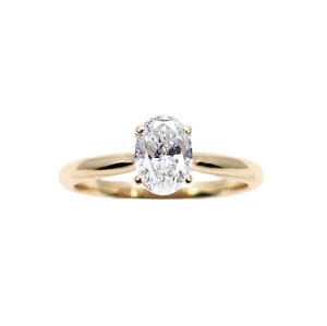14ct Yellow Gold Natural Oval Diamond Solitaire Engagement Ring 0.70ct Certified - Picture 1 of 11
