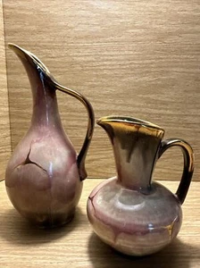 VTG Carstens Tonnieshof Qualitat Mid Century Pitcher West Germany Gold Burgundy - Picture 1 of 14