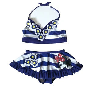Disney Store Girl Size 2 Y Blue Minnie Mouse 2 Piece Bikini Swimsuit Set - Picture 1 of 6