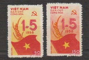 1958 Nordvietnam Briefmarken Maitag Scott # 69-70 postfrisch - Bild 1 von 1