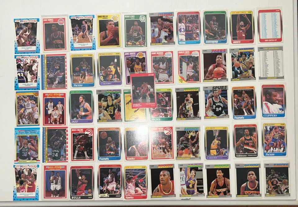 51- 1987-90 Fleer STARS Rookie HOF STICKERS RC Lot No Dups NBA w 90 STAR BARKLEY - Image 1 of 4