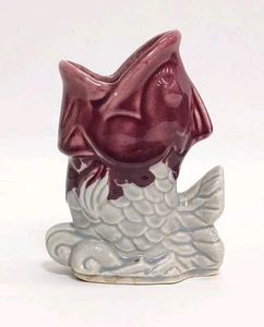 Vintage Shawnee Fish Vase Maroon and Gray 5" USA Made #845 Koi Planter  - Picture 1 of 6