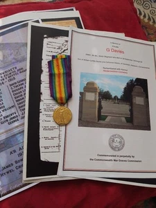 WW1 VICTORY MEDAL - POW CASUALTY - WELSH REG - LLANELLI/ABERSOCH INTEREST - DIED - Picture 1 of 10