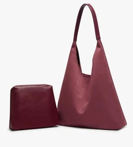 Wildleder Burgunder Hobo Slouch Handtasche mit extra Reißverschluss Tasche - Bild 1 von 1