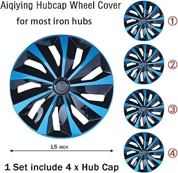 4PC Black & Blue for wheel rim cover for R15 HubCaps for 2009-2020 Honda Fit - Image 1 of 4