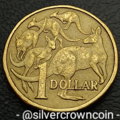 Australia 🇦🇺 1 Dollar 1984. KM#77. One Pound Coin. Five Kangaroos. Animals.  - Image 1 of 4