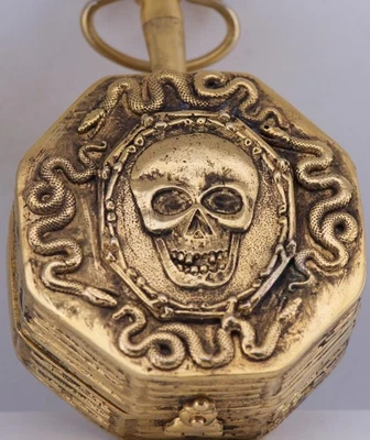 Antiguo Reloj Bolsillo Francés Breguet à Paris Memento Mori Calavera c1790 Bronce Dorado Foto 1 de 4
