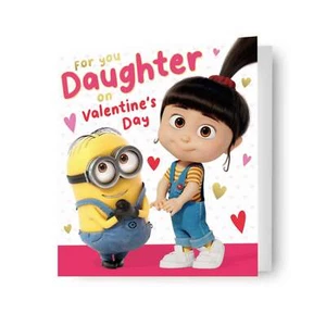 Daughter Valentine's Day Card Minions Despicable Me with Envelope FSC Accredited - Picture 1 of 3