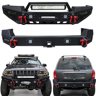 Parachoques trasero delantero de acero con kit de luces anillo en D para Jeep Grand Cherokee WJ 1999-2004 Foto 1 de 4