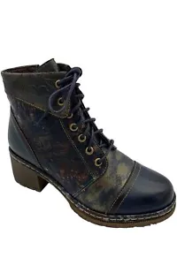 L'Artiste by Spring Step Leather Lace-Up Boots Fallinluv Navy - Picture 1 of 3