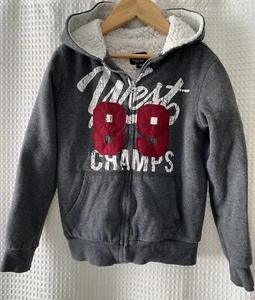 Lee~Fleece Lined Sweatshirt Jacket~Kids S 7/8~Gray~Hood~Full Zip~West Champs 89 - Picture 1 of 7