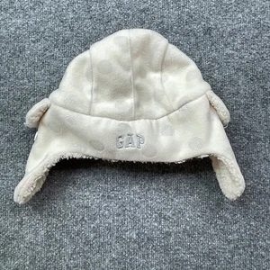 Gap Kids Hat Girls Large Trapper Fleece White Polka Dot Winter Casual - Picture 1 of 14