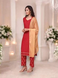 Traditional Designer Wear Kurti with Pant and Dupatta Set - 9903-Ethnic Wear for - Picture 1 of 12