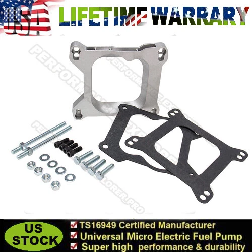 Carburetor Adapter Kit For 4BBL carb Square Bore to Spread Manifold aluminum New - Image 1 of 4