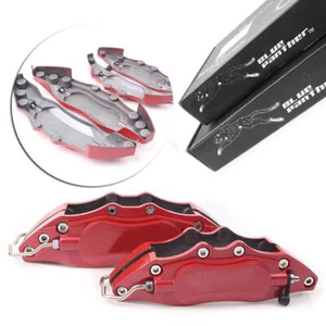 4x Red Metal 3D Style Car Universal Disc Brake Caliper Front&Rear Cover Kit M+S - Picture 1 of 9