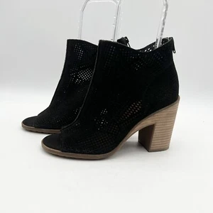 Botines Lucky Brand Vacob Peep Toe perforados recortados cremallera trasera negros talla 9 - Imagen 1 de 7