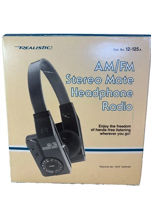 REALISTIC 12-125A Stereo Mate AM/FM  Portable Headphone Radio In Box Tested - Image 1 of 4