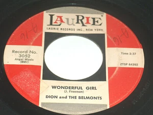 45 RPM Dion Belmonts You Wish Upon A Star Wonderful Girl Laurie Records 3052 VG+ - Picture 1 of 4